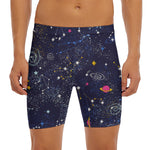Zodiac Star Signs Galaxy Space Print Men's Long Boxer Briefs