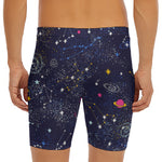 Zodiac Star Signs Galaxy Space Print Men's Long Boxer Briefs