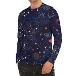 Zodiac Star Signs Galaxy Space Print Men's Long Sleeve Rash Guard