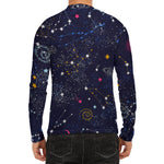 Zodiac Star Signs Galaxy Space Print Men's Long Sleeve Rash Guard