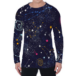 Zodiac Star Signs Galaxy Space Print Men's Long Sleeve T-Shirt