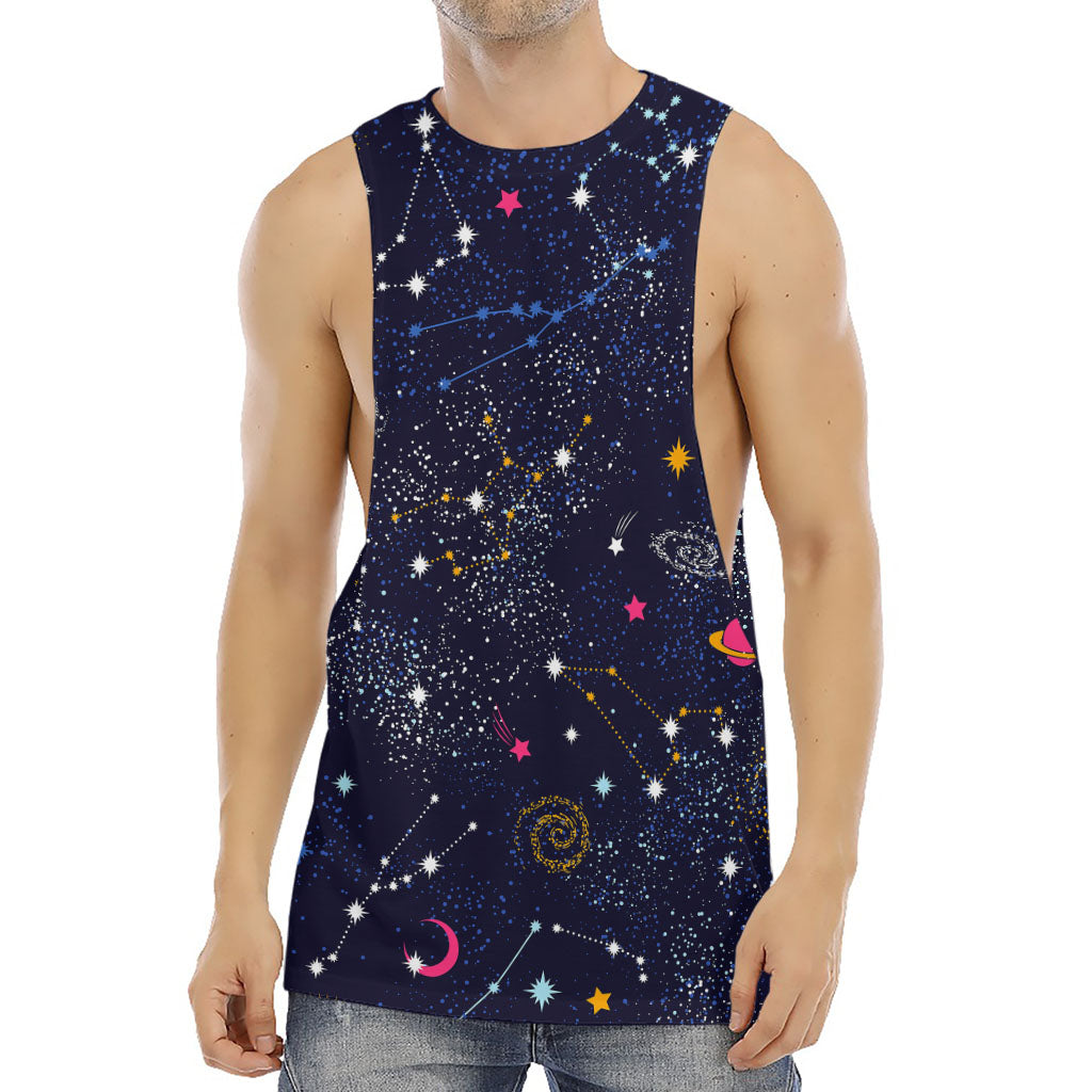 Zodiac Star Signs Galaxy Space Print Men's Muscle Tank Top
