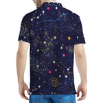 Zodiac Star Signs Galaxy Space Print Men's Polo Shirt