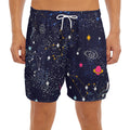 Zodiac Star Signs Galaxy Space Print Men's Split Running Shorts