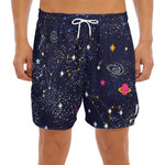 Zodiac Star Signs Galaxy Space Print Men's Split Running Shorts