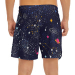 Zodiac Star Signs Galaxy Space Print Men's Split Running Shorts