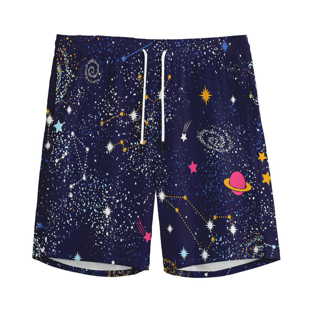 Zodiac Star Signs Galaxy Space Print Men's Sports Shorts