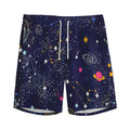 Zodiac Star Signs Galaxy Space Print Men's Athletic Shorts