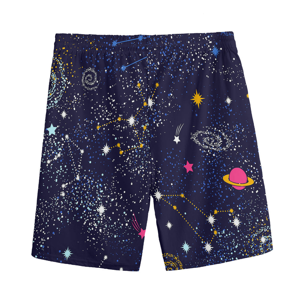 Zodiac Star Signs Galaxy Space Print Men's Sports Shorts
