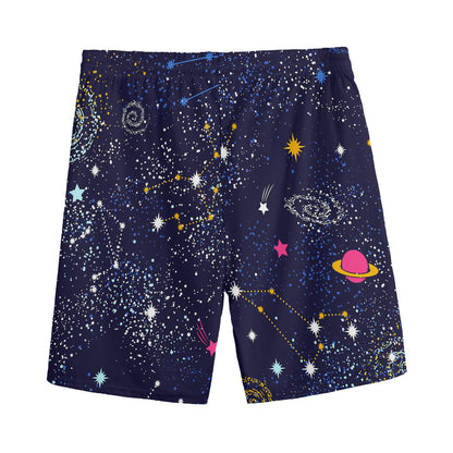 Zodiac Star Signs Galaxy Space Print Men's Sports Shorts