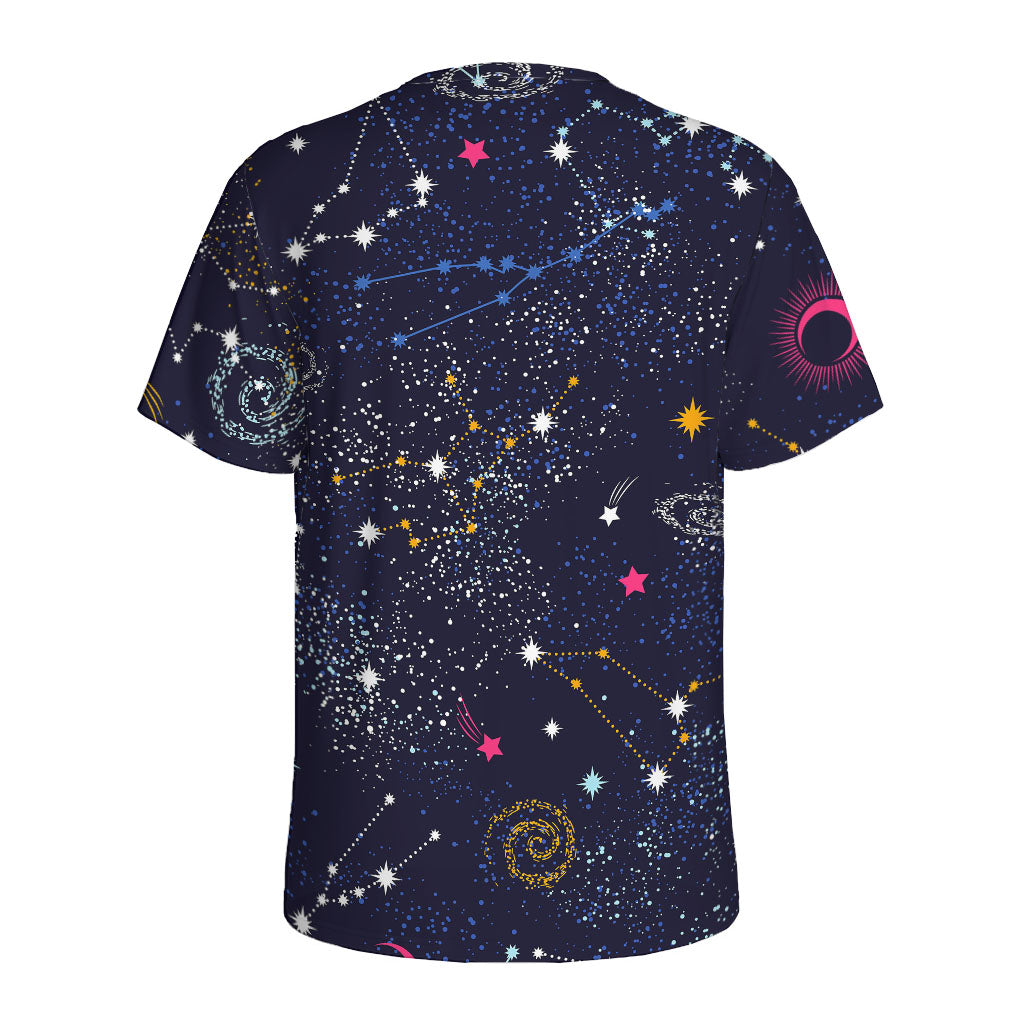 Zodiac Star Signs Galaxy Space Print Men's Sports T-Shirt