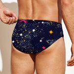 Zodiac Star Signs Galaxy Space Print Men's Swim Briefs