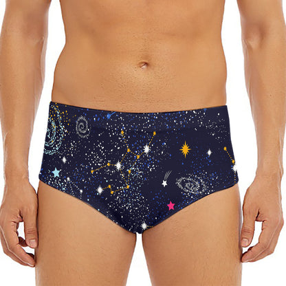 Zodiac Star Signs Galaxy Space Print Men's Triangle Swim Briefs