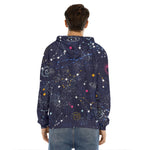 Zodiac Star Signs Galaxy Space Print Men's Velvet Pullover Hoodie