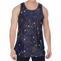 Zodiac Star Signs Galaxy Space Print Men's Velvet Tank Top