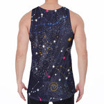 Zodiac Star Signs Galaxy Space Print Men's Velvet Tank Top
