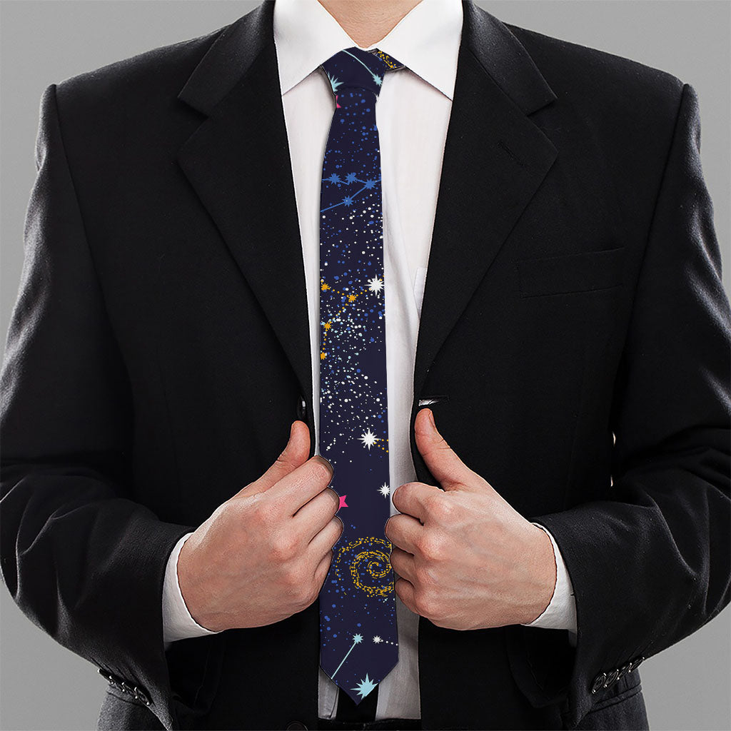 Zodiac Star Signs Galaxy Space Print Necktie