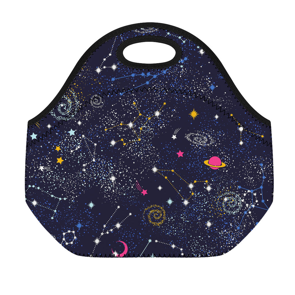 Zodiac Star Signs Galaxy Space Print Neoprene Lunch Bag