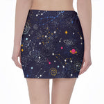 Zodiac Star Signs Galaxy Space Print Pencil Mini Skirt