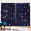 Zodiac Star Signs Galaxy Space Print Pencil Pleat Curtains