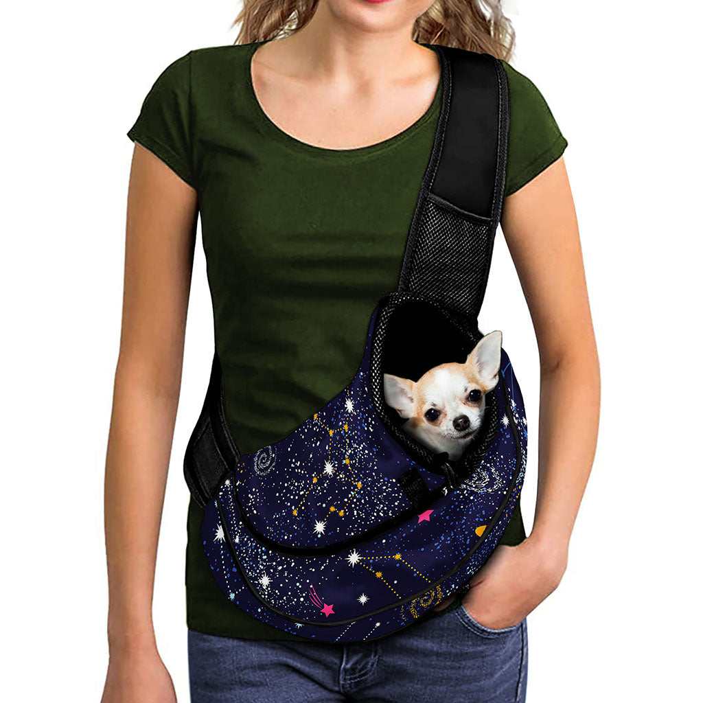 Zodiac Star Signs Galaxy Space Print Pet Sling Carrier