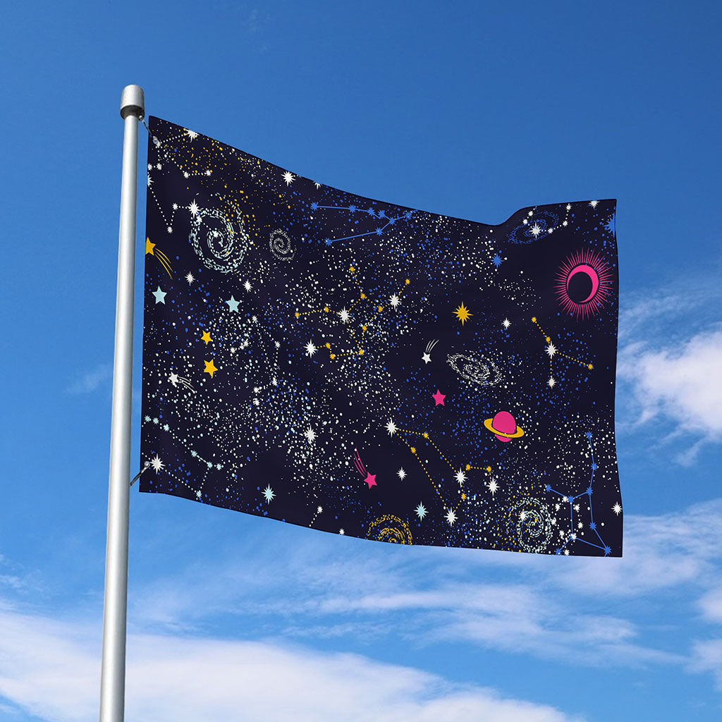 Zodiac Star Signs Galaxy Space Print Polyester Flag