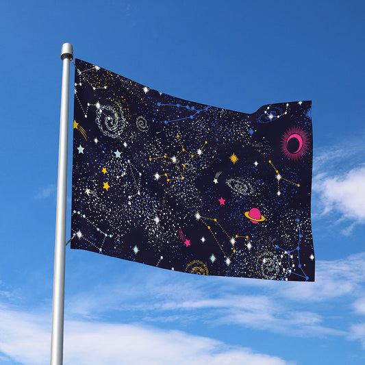 Zodiac Star Signs Galaxy Space Print Polyester Flag