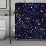 Zodiac Star Signs Galaxy Space Print Polyester Shower Curtain
