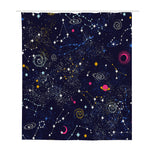 Zodiac Star Signs Galaxy Space Print Polyester Shower Curtain