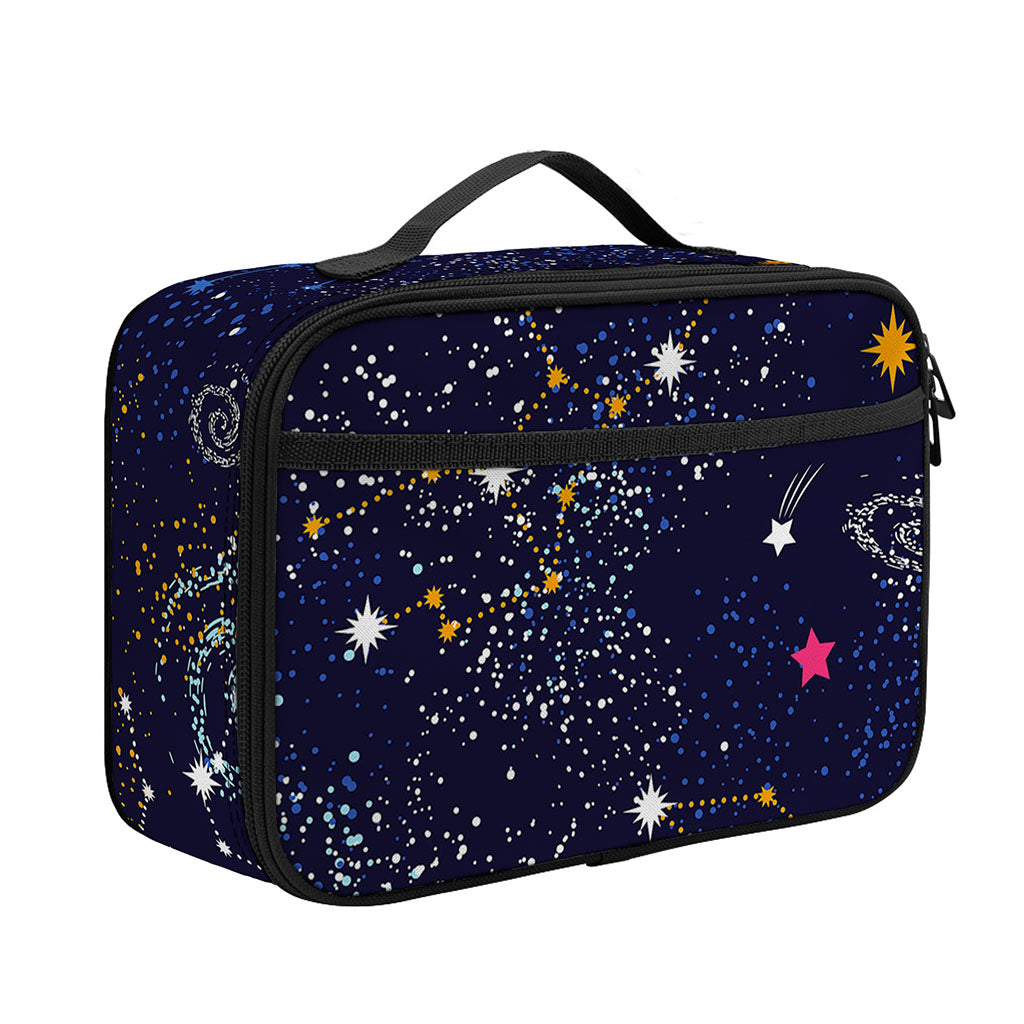 Zodiac Star Signs Galaxy Space Print Portable Lunch Bag