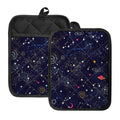 Zodiac Star Signs Galaxy Space Print Pot Holders With Pocket