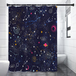 Zodiac Star Signs Galaxy Space Print Premium Shower Curtain