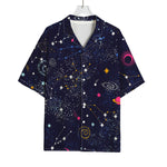 Zodiac Star Signs Galaxy Space Print Rayon Hawaiian Shirt