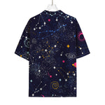 Zodiac Star Signs Galaxy Space Print Rayon Hawaiian Shirt