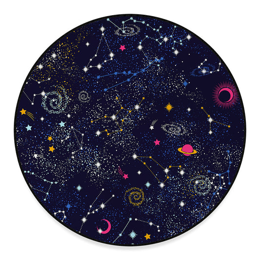 Zodiac Star Signs Galaxy Space Print Round Floor Mat