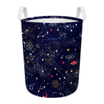 Zodiac Star Signs Galaxy Space Print Round Laundry Basket
