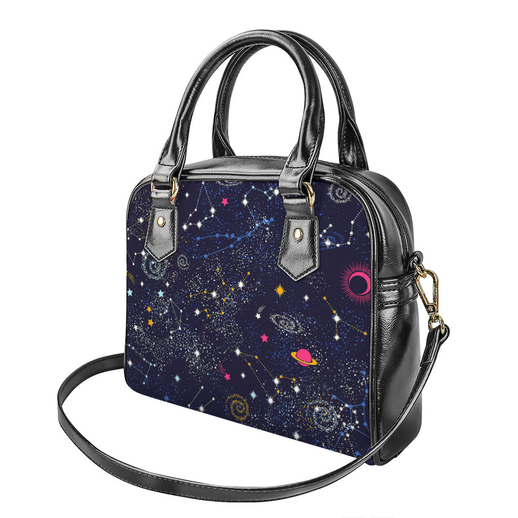 Zodiac Star Signs Galaxy Space Print Shoulder Handbag