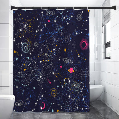 Zodiac Star Signs Galaxy Space Print Shower Curtain