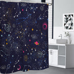 Zodiac Star Signs Galaxy Space Print Shower Curtain