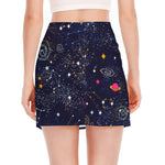 Zodiac Star Signs Galaxy Space Print Side Slit Mini Skirt
