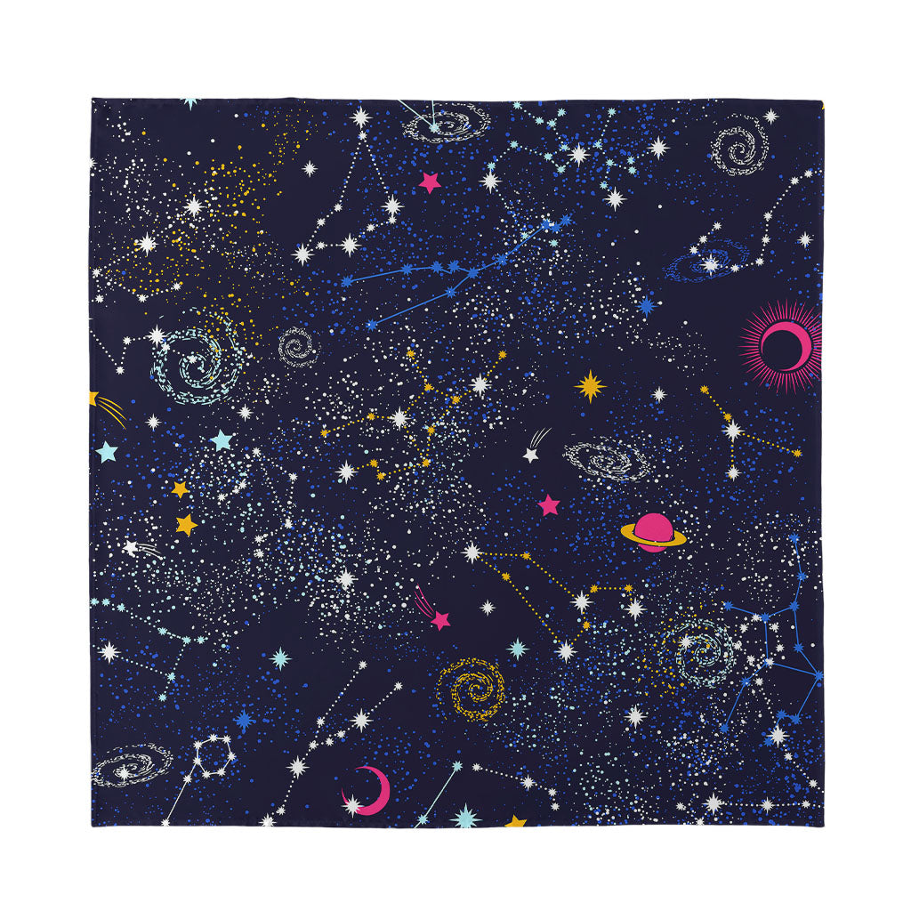 Zodiac Star Signs Galaxy Space Print Silk Bandana