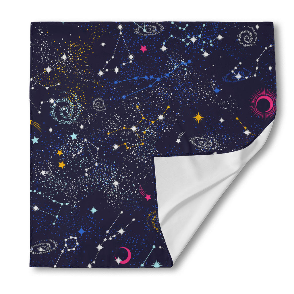 Zodiac Star Signs Galaxy Space Print Silk Bandana