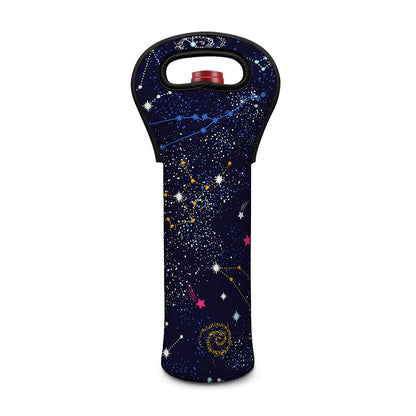 Zodiac Star Signs Galaxy Space Print Single Neoprene Wine Tote