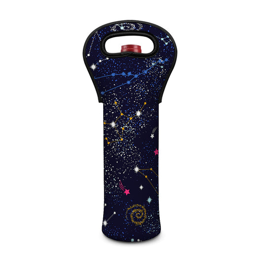 Zodiac Star Signs Galaxy Space Print Single Neoprene Wine Tote
