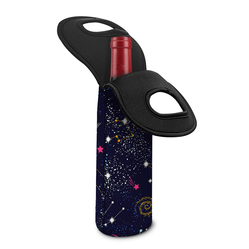 Zodiac Star Signs Galaxy Space Print Single Neoprene Wine Tote