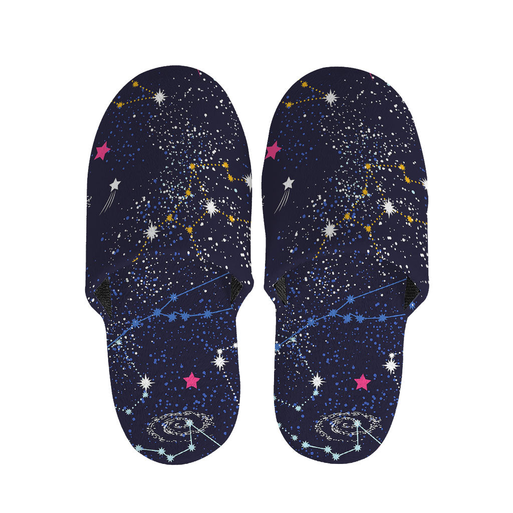 Zodiac Star Signs Galaxy Space Print Slippers