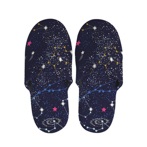 Zodiac Star Signs Galaxy Space Print Slippers