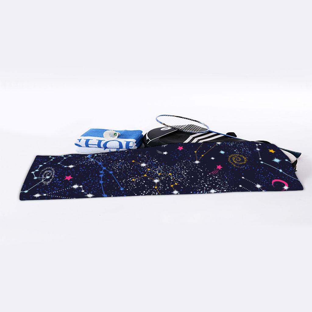 Zodiac Star Signs Galaxy Space Print Sports Towel