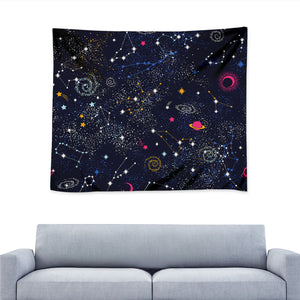 Zodiac Star Signs Galaxy Space Print Tapestry