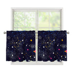 Zodiac Star Signs Galaxy Space Print Tier Curtains